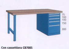 2000x800x870mm werkbank beuken werkblad met 5 lade