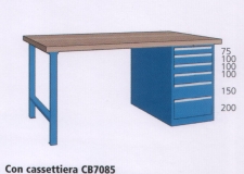 2000x800x870mm werkbank beuken werkblad met 6 lade