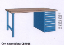 2000x800x870mm werkbank beuken werkblad met 7 lade