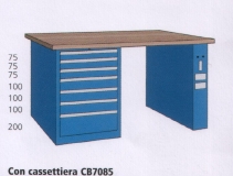 2000x800x870mm werkbank beuken werkblad met 7 lade