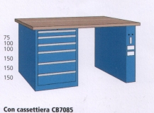 2000x800x870mm werkbank beuken werkblad met 6 lade