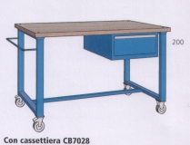 1500x800x870mm werkbank beuken werkblad op wielen met 1 lade